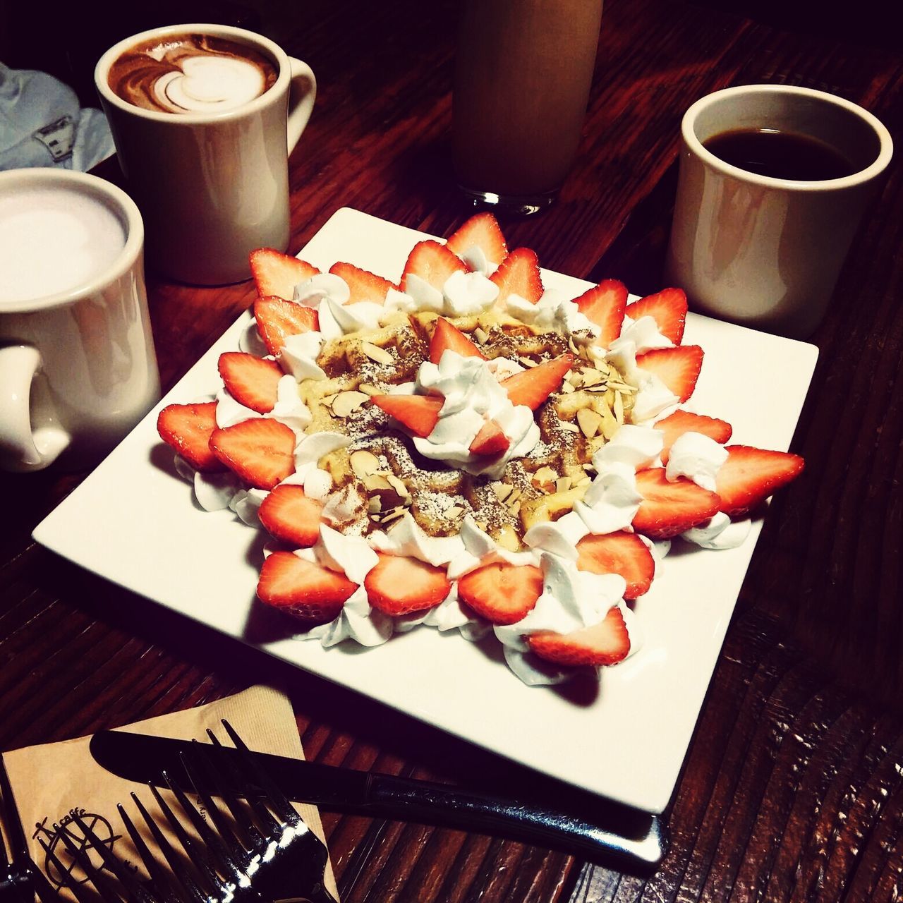 food and drink, freshness, indoors, food, table, still life, drink, high angle view, healthy eating, refreshment, plate, ready-to-eat, coffee cup, coffee - drink, sweet food, indulgence, breakfast, close-up, no people, fruit