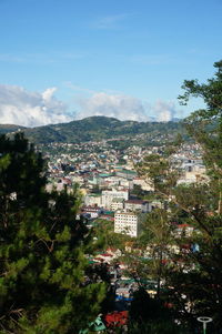 Aerial view of cityscape against sky