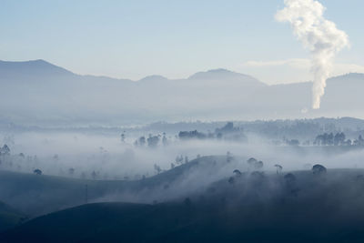 Panoramic view of landscape and mountains against sky