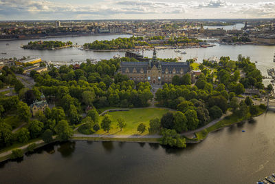 Scenic view of canal in royal garden stockholm