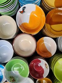 High angle view of multi colored candies on table