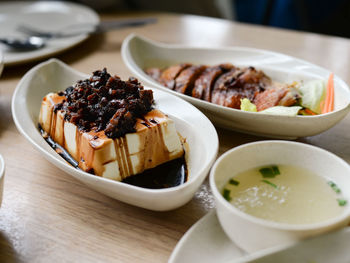 Close-up of food in plate on table