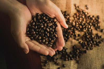 Close-up of hand holding coffee cup