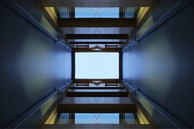 Directly below view of skylight in building