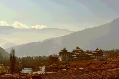 Panoramic view of mountains against sky