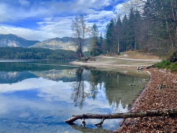 Scenic view of lake against sky