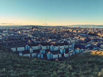 View of edinburgh town from a hill top.