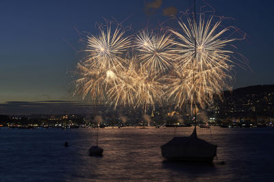 Firework display at night