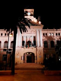 View of illuminated buildings at night