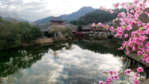 Scenic view of lake against sky