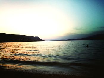 Scenic view of sea during sunset