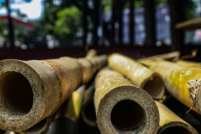 Close-up of rusty pipes