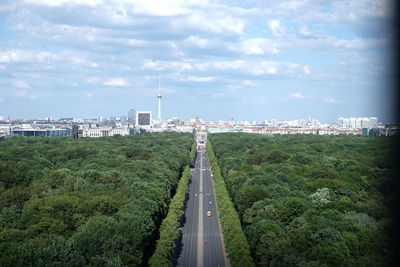 Empty road in city