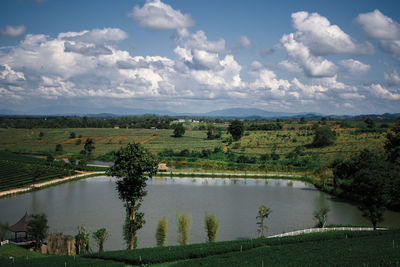 Scenic view of lake against sky