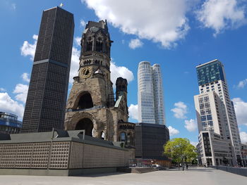 Low angle view of modern buildings against sky