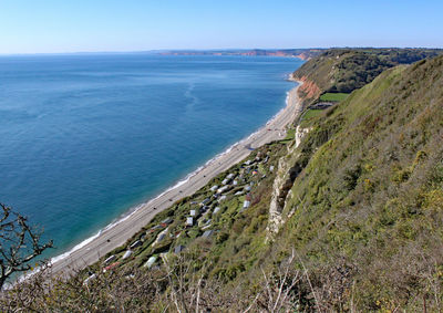 High angle view of sea against sky