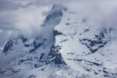 Aerial view of snow covered mountain