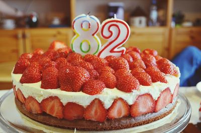 Close-up of strawberry cake