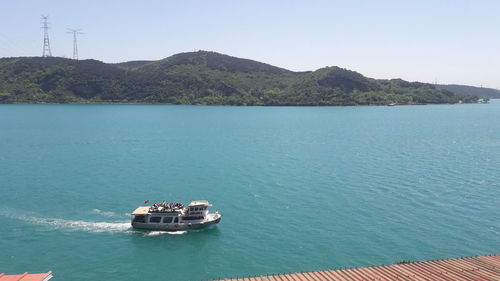 Scenic view of boats in sea