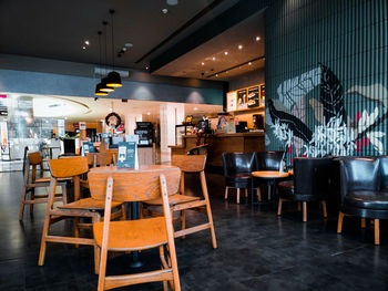 Chairs and tables in cafe