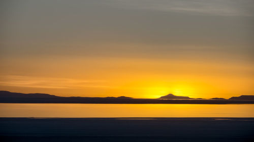 Scenic view of landscape against sky during sunset
