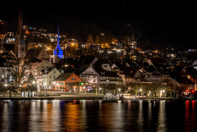Illuminated city at night