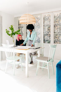 People sitting on table in cafe