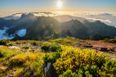 Scenic view of mountains against sky