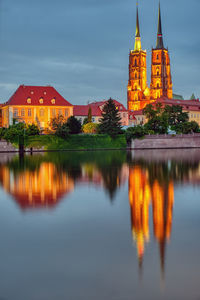 The cathedral of st. john the baptist in wroclaw, poland, at dusk