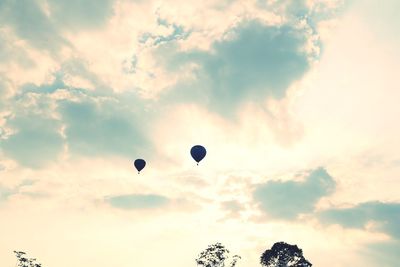 Low angle view of hot air balloon against sky