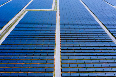 Aerial view of solar panels from drone camera in thailand