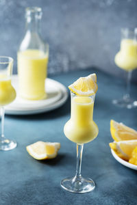 Close-up of drink served on table