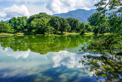 Scenic view of lake against sky