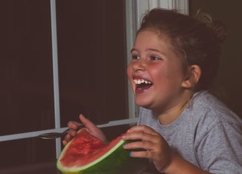 Girl eating watermelon