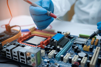 Close-up of hands working