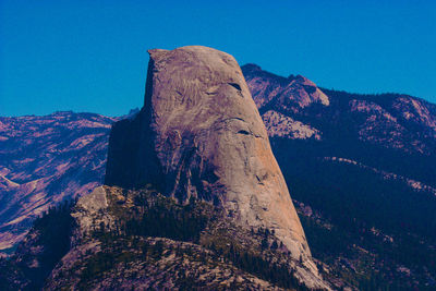 Low angle view of rock formation against sky