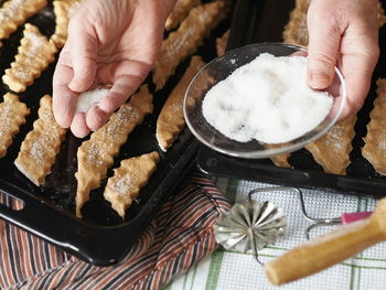 Midsection of person preparing food