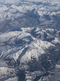 Aerial view of snowcapped mountains