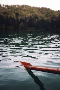 High angle view of oar in river