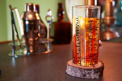 Close-up of glass on table