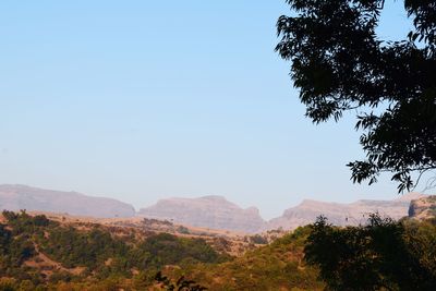 Scenic view of mountains against clear sky