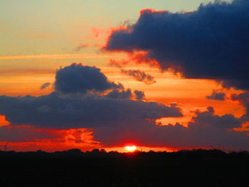 Scenic view of dramatic sky during sunset