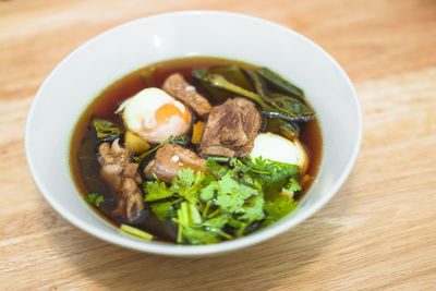 Close-up of soup in bowl