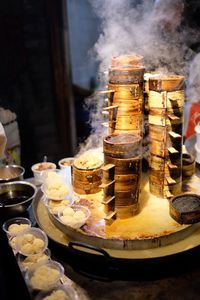 High angle view of food on table