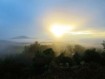 Scenic view of landscape against sky during sunset