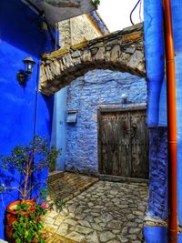 Closed door of old building