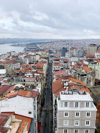 High angle view of townscape against sky