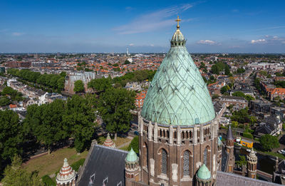 Haarlem cityscape aerial view from the st bavo cathedral