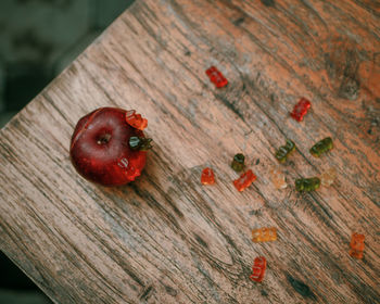 High angle view of fruits on table