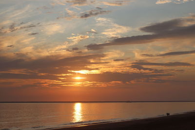 Scenic view of sea against sky at sunset